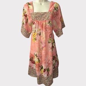 Xhilaration Floral‎ Boho Cottagecore Dress Pink Festival Fairy Sheer Size XS